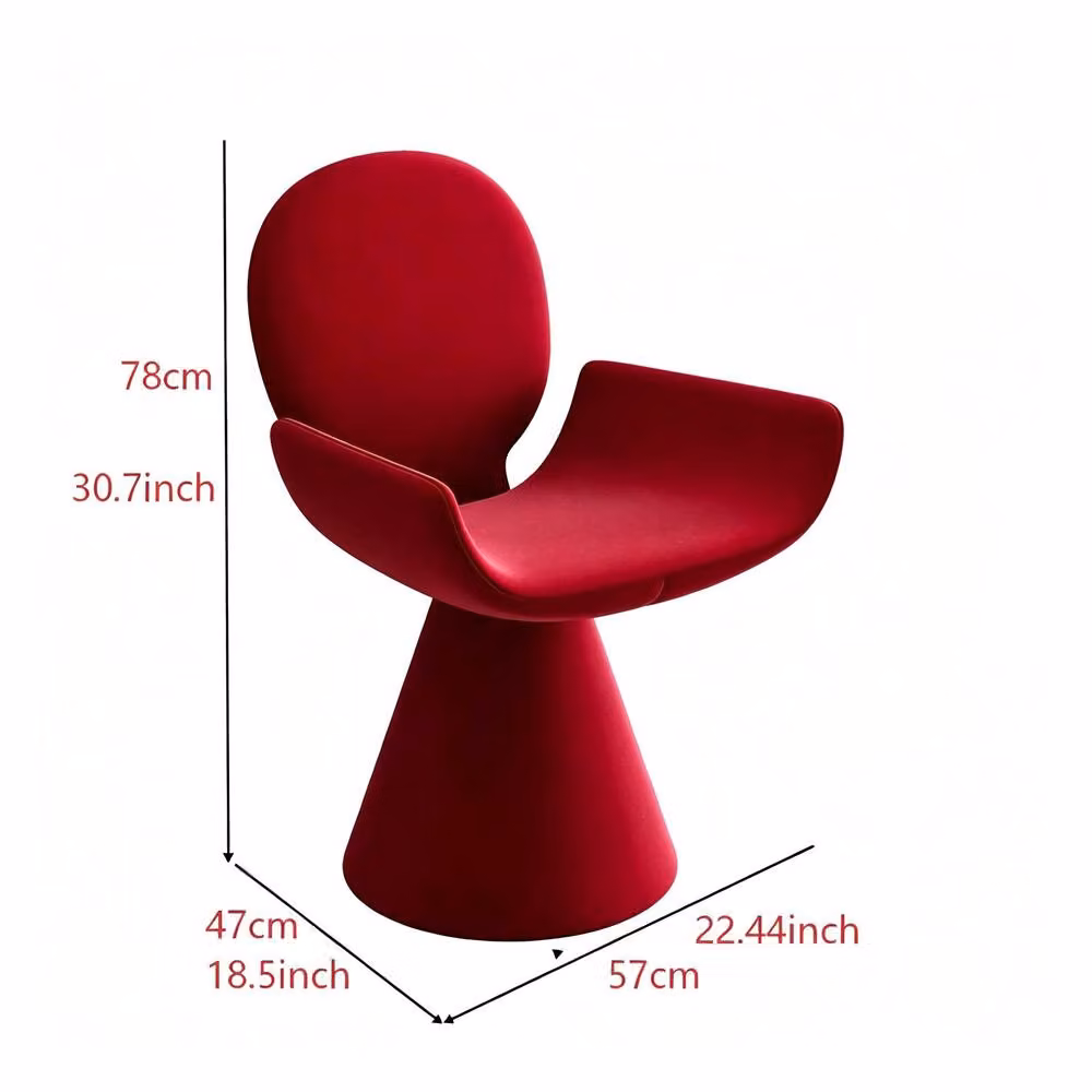 STILVORA Modern Red Velvet Rotatable Dressing Stool with Upholstered Frame – 4