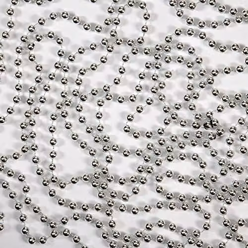 Shatchi Silver Shiny Christmas Bead Chain Metallic Beaded Garland for Hanging Decorations – 3