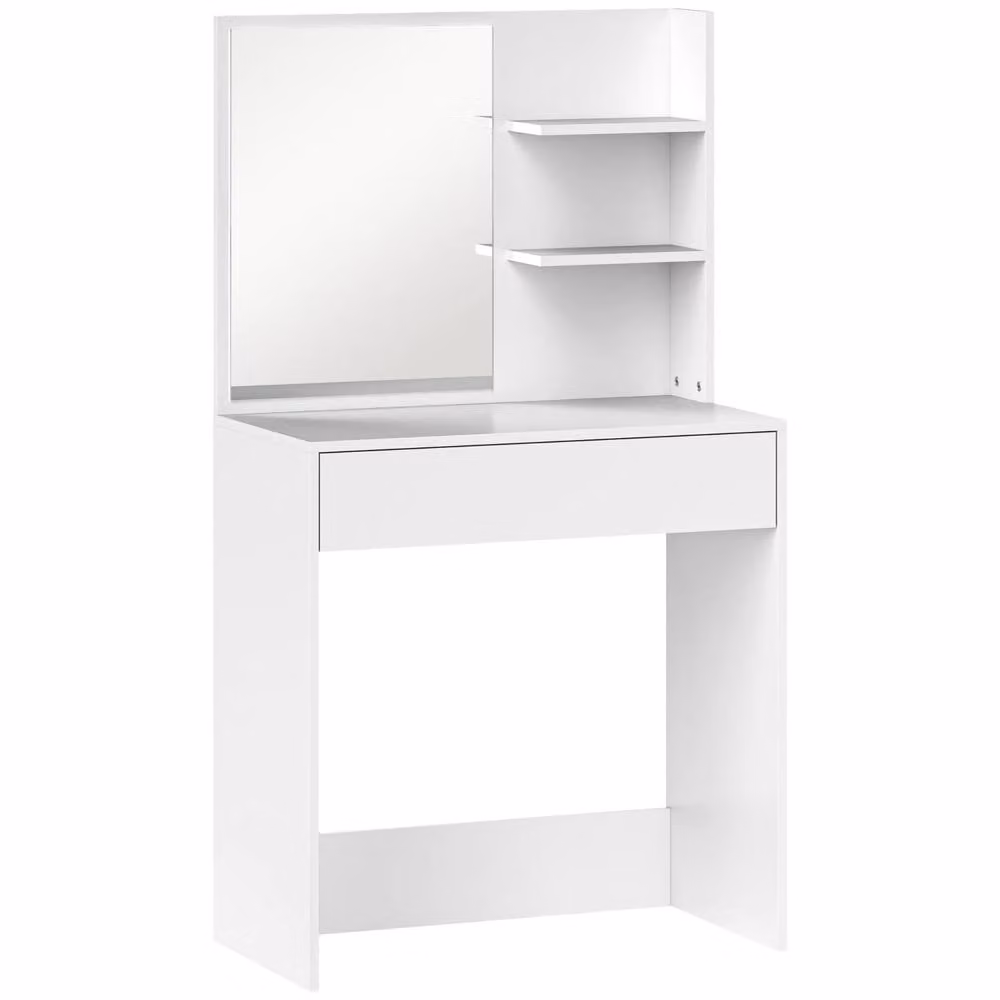 Wyld Haus Ketoli White Dressing Table with Large Mirror, Drawer and Integrated Storage – 2