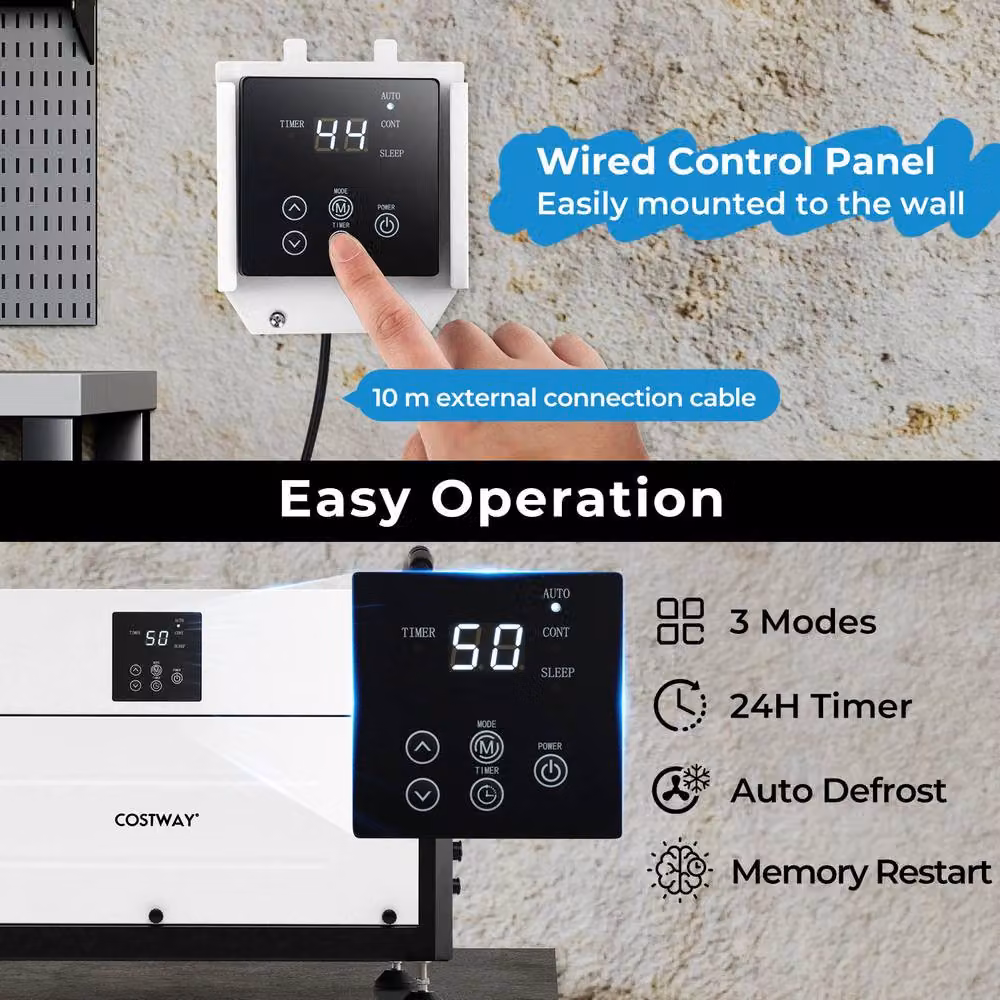 Costway Commercial Crawl Space Dehumidifier with 3 Modes, Black – 7
