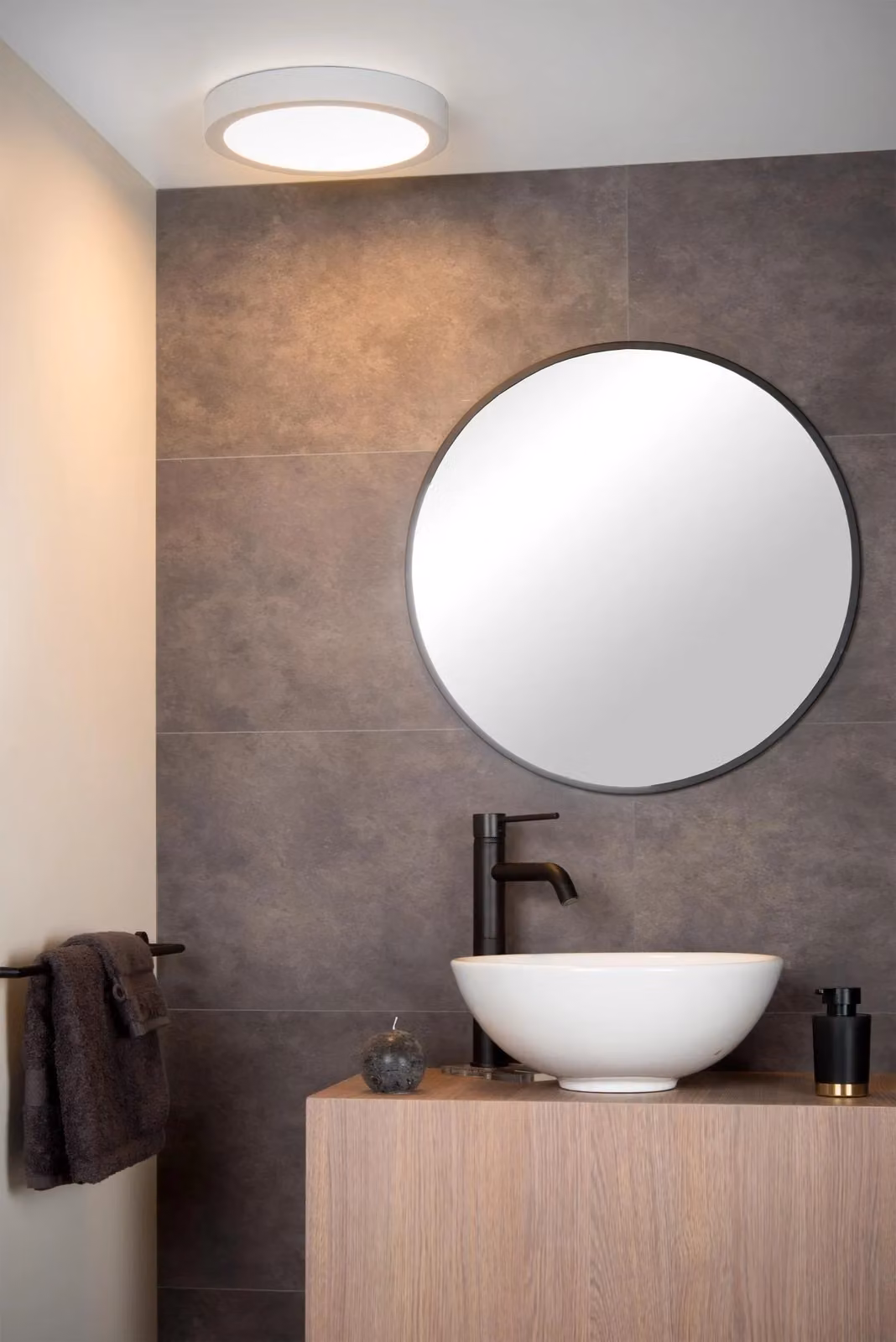 Lucide BRICE Round Dimmable LED Flush Ceiling Light, White Aluminium, IP44 – 2