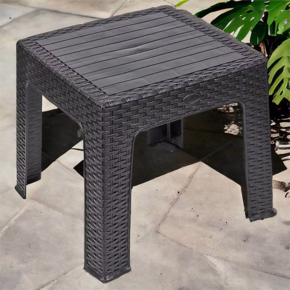 Nordara Black Woven Polyrattan Square Coffee Table for Outdoor Garden and Terrace Use – 3