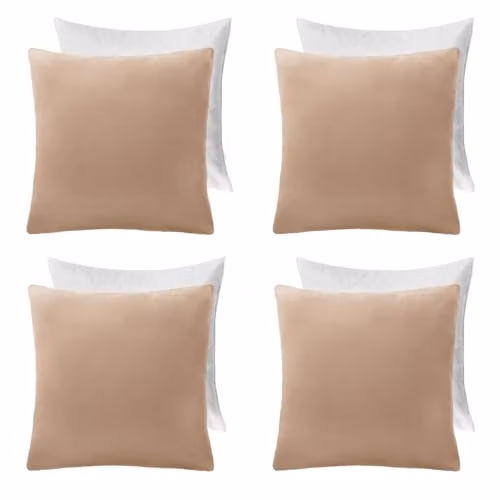 OHS Pack of 4 Matte Velvet Square Cushion Covers in Beige, 45 x 45 cm – 2
