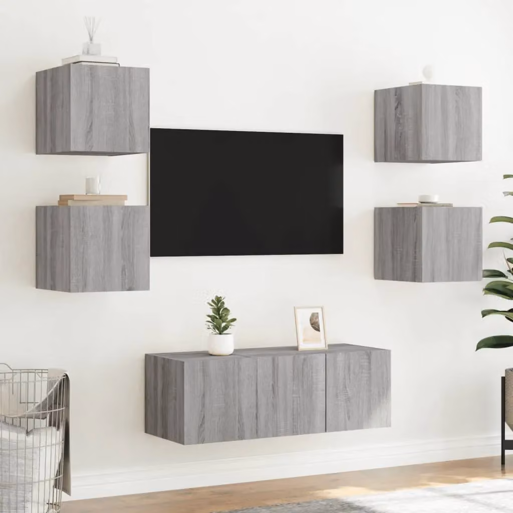 Berkfield Home Modern Wall Mounted TV Cabinet with LED Lighting in Grey Sonoma, W/D/H: 30.5 x 35.0 x 30.5 cm – 3