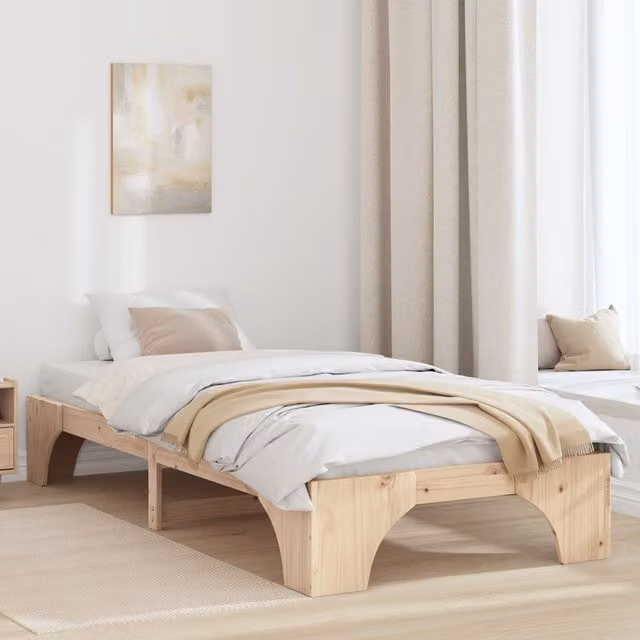 Berkfield Home Minimalist Solid Pine Wood Bed Frame, Brown, W/D/H: 90 x 190 x 30 cm