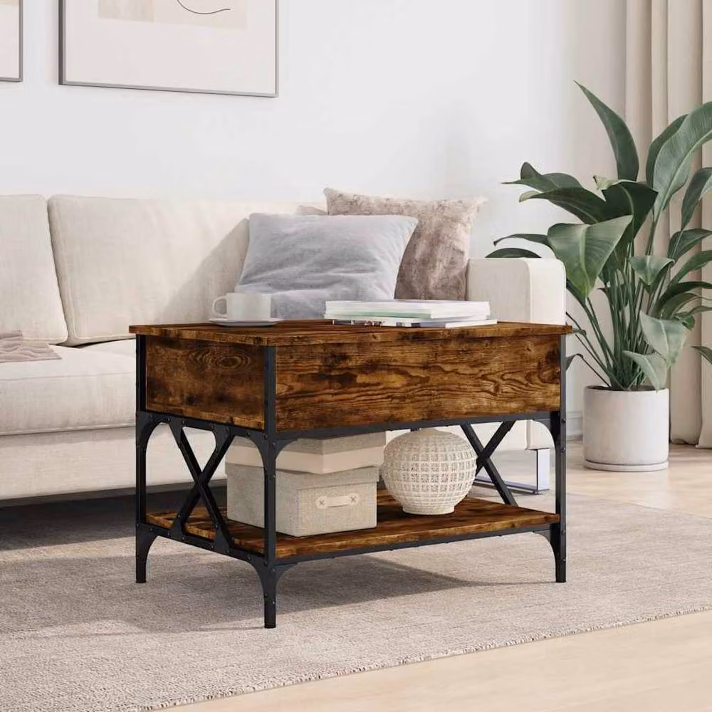 Berkfield Home Smoked Oak Coffee Table in Brown with Lift Mechanism, W/D/H: 70 x 50 x 50 cm – 3