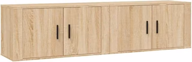 Berkfield Home Set of 2 Wall-mounted TV Cabinets in Sonoma Oak and Light Tan, W/D/H: 80 x 34.5 x 40 cm – 1