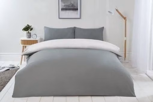 New Edge Blinds Reversible Microfibre Duvet Cover in Grey, 140 x 200 cm