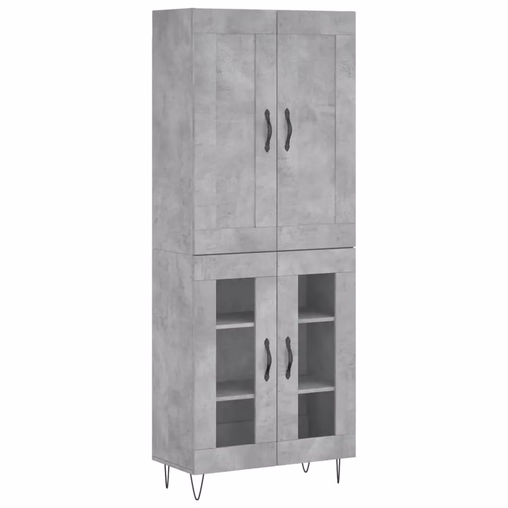 Berkfield Home Industrial Highboard in Concrete Grey, W/D/H: 69.5 x 34 x 180 cm – 2