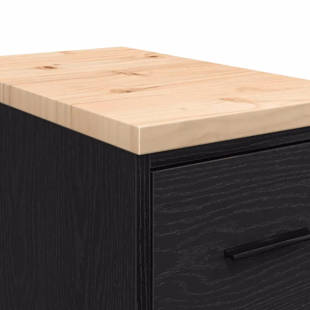Berkfield Home Black Solid Wood Pine Garage Storage Cabinet W/D/H: 30 x 51 x 85 cm – 5