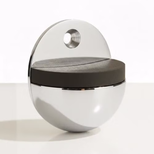 Betley Butterfly Floor-Mounted Oval Door Stop in Polished Chrome and Black Metal, Pack of 10 – 2