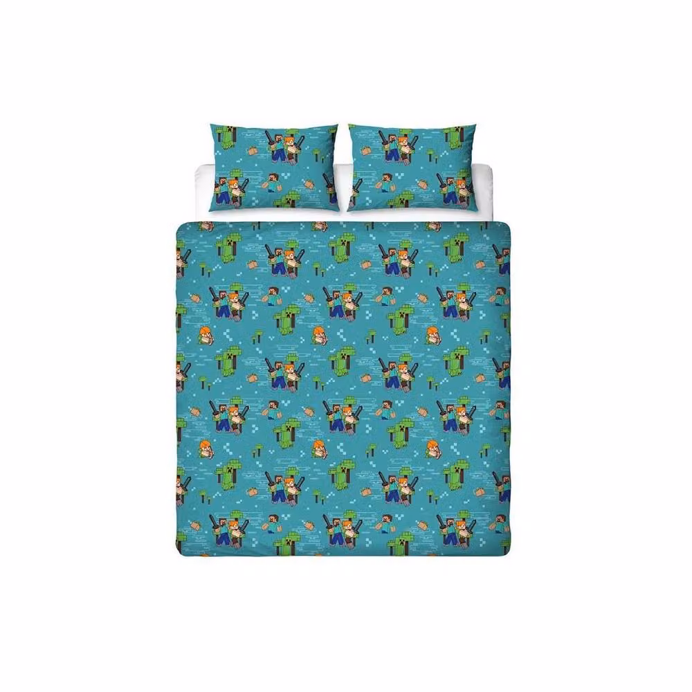 Minecraft Reversible Duvet Cover and Pillowcase Set in Petrol, W/D/H: 200 x 200 cm – 3