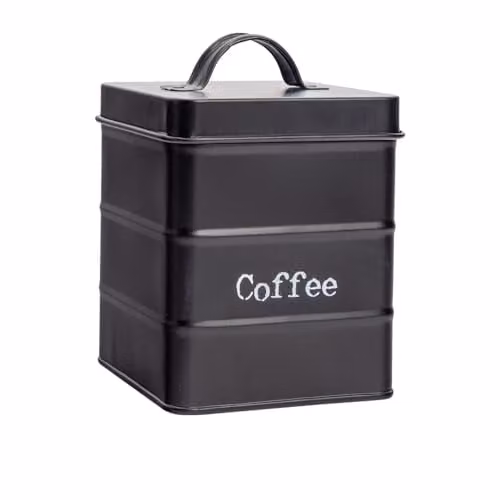 Harbour Housewares Metal Coffee Storage Canister with Airtight Lid, Black – 1