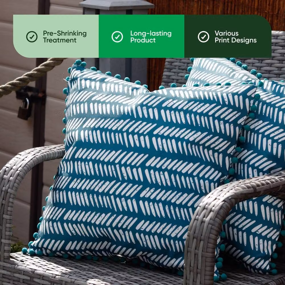 Gardenwize Pack of 2 Square Outdoor Floral Scatter Cushions in Turquoise and Green – 3
