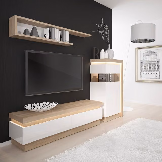 Jonas & James Lelia Two Drawer TV Cabinet in Riviera Oak and White
