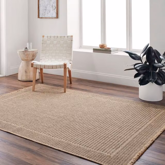 Livabliss Mirage-Cottage Jute-Look In- & Outdoor Rug in Beige and Black with Fringes, W: 80 cm, L: 220 cm – 1