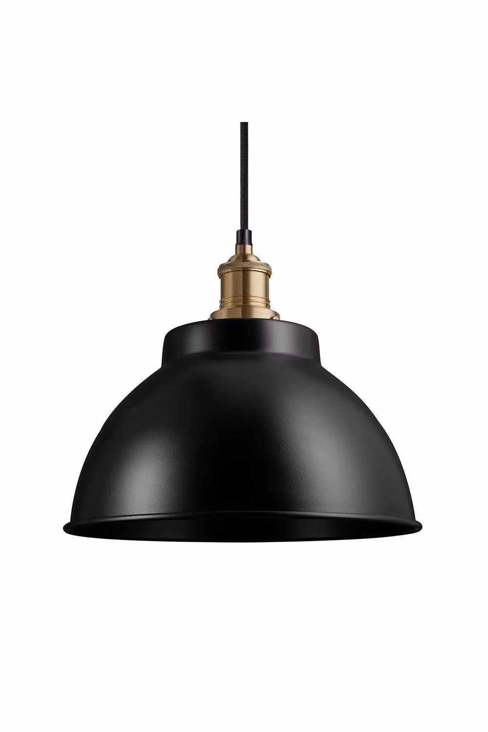 Industville Brooklyn Dome Pendant Light in Black with Brass Holder – 2