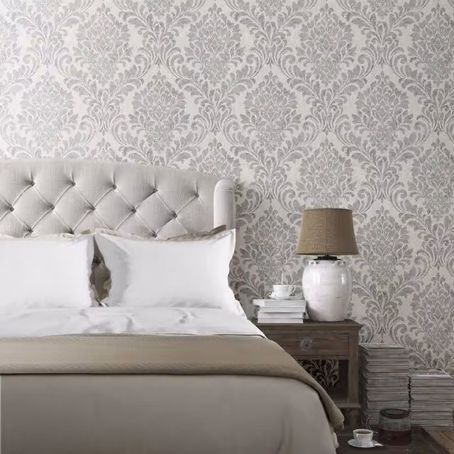Muriva Classic Floral and Abstract Wallpaper Roll in Grey