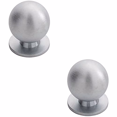 Loops 2 Pack Solid Ball Cupboard Door Knobs in Satin Chrome, 30mm Diameter