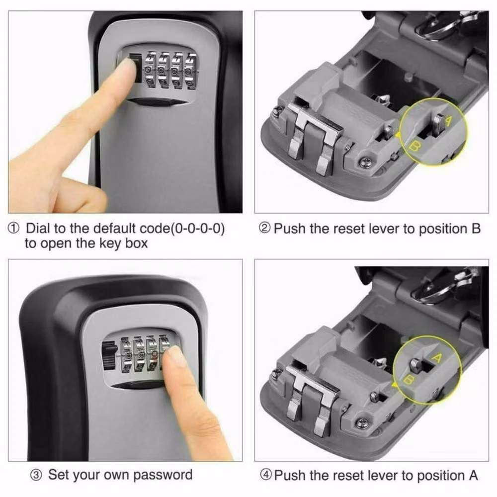 Kelvenix Grey Outdoor High Security Wall Hanging Combination Key Safe Box Steel – 3