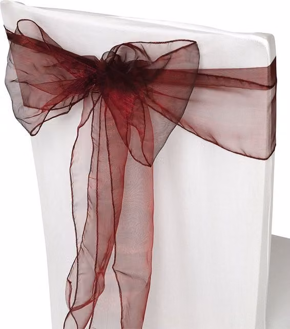 Neel Blue Burgundy Organza Chair Sashes for Party Decoration, W: 17 cm, L: 280 cm – 1