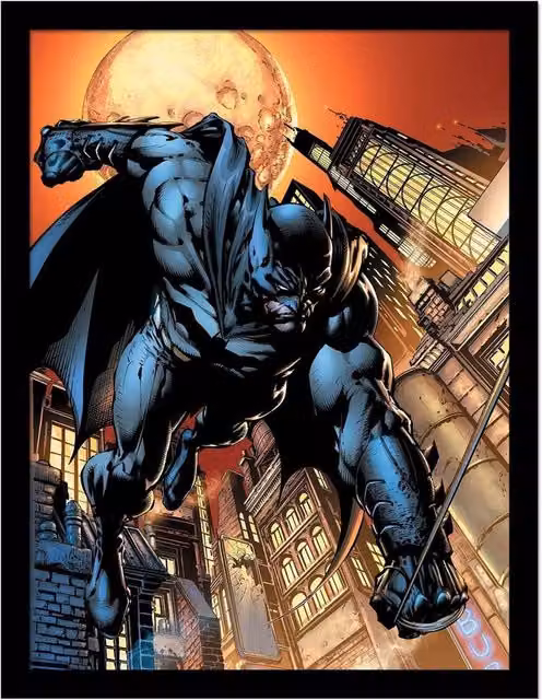 Batman Swinging Multicolour Framed Paper Poster Illustration