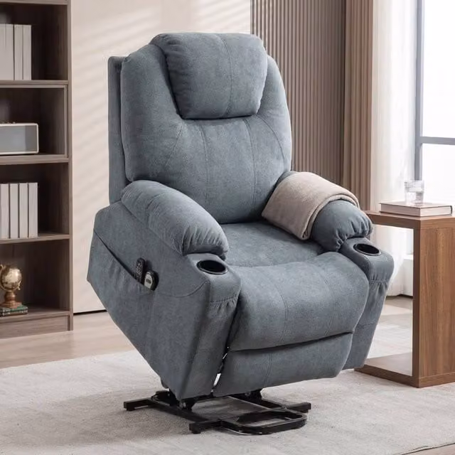 STILVORA Electric Lift Recliner Armchair with Massage and Heat in Grey Fabric – 1