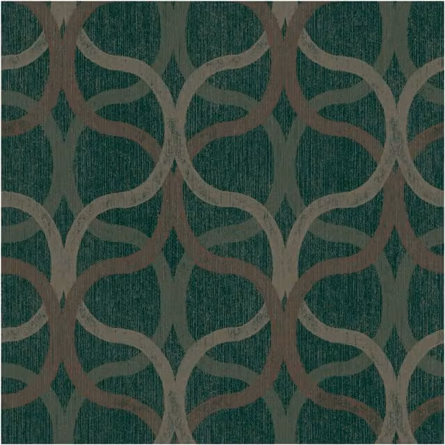 Graham & Brown Geometric Abstract Vinyl Wallpaper in Green and Gold, Width: 52 cm – 1