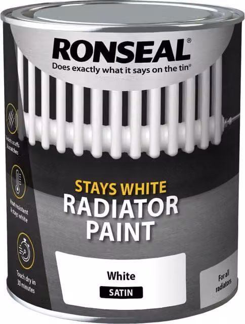 Ronseal Stays White Radiator Paint Satin White 750ml