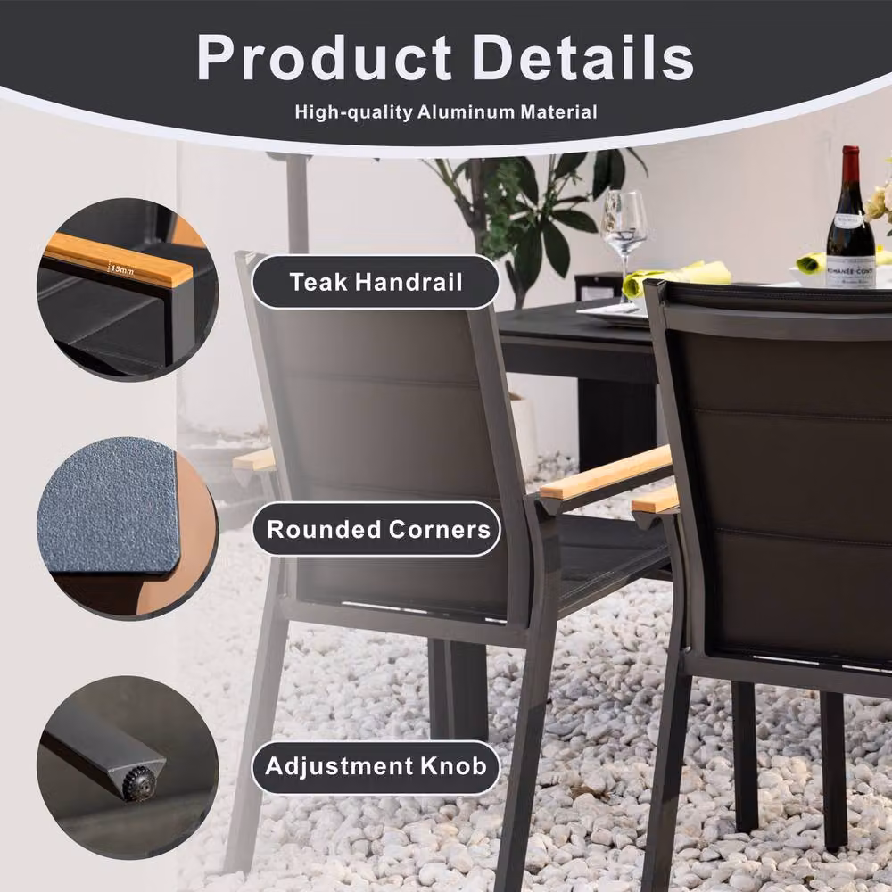 Mimo 4-Seater Dining Set with Grey Ceramic Table Top and Aluminium Chairs – 3