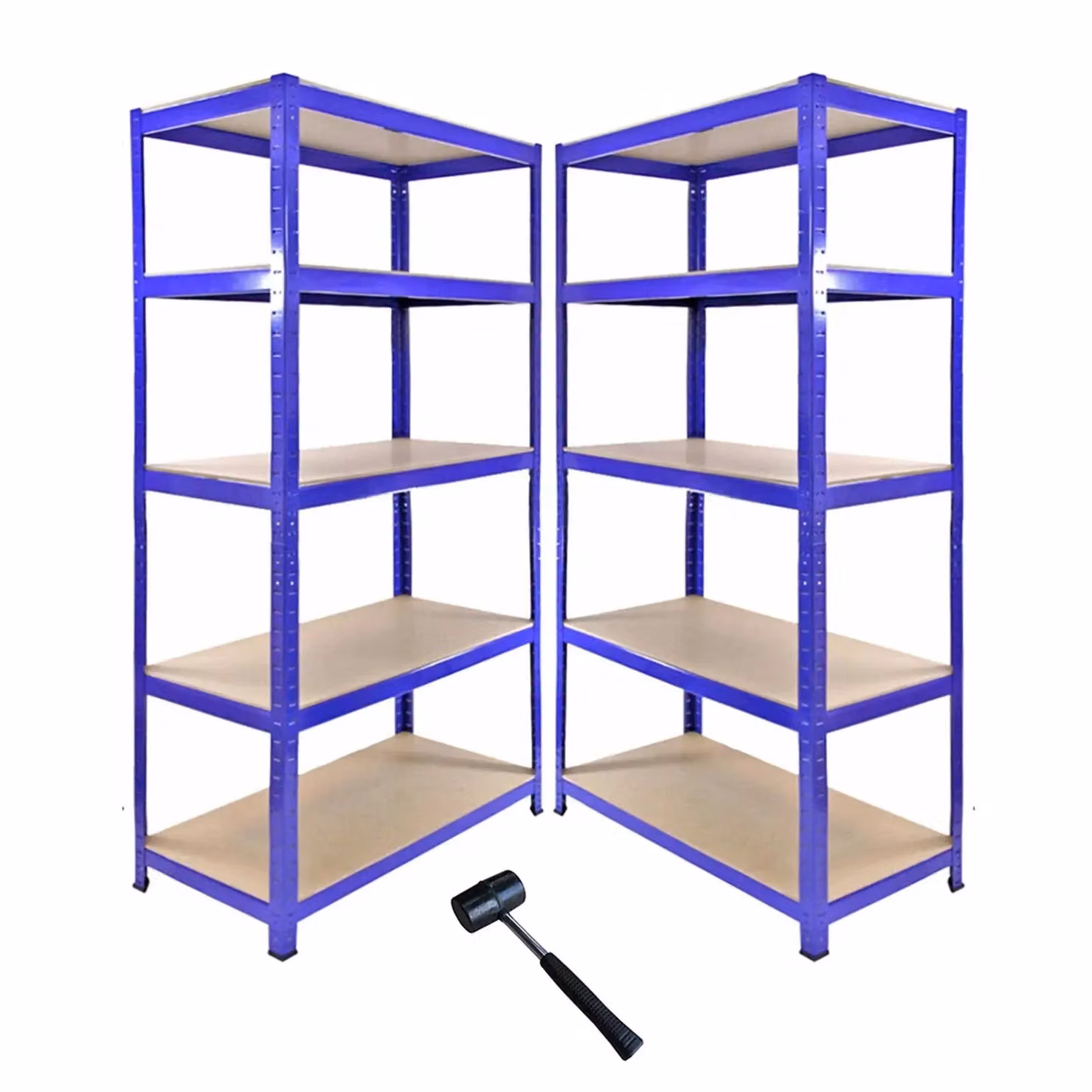 Monstershop T-Rax Corner Shelving Unit and 2 x 90cm Garage Storage Racking Set in Blue – 2