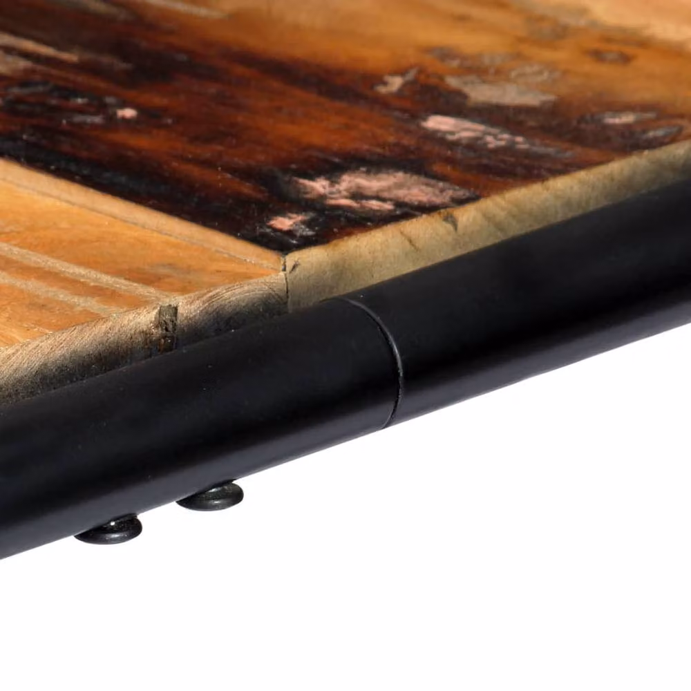 Berkfield Home Rectangular Industrial Dining Table in Multicolour Reclaimed Wood and Metal, W/D/H: 118 x 60 x 76 cm – 6