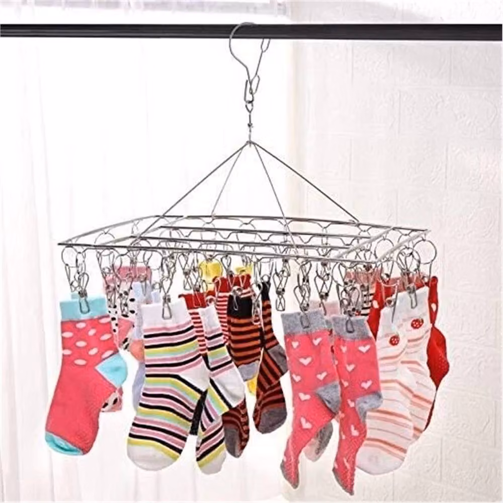 Nordara 36 Clip Stainless Steel Clothes Drying Hanger Rack in Silver, W: 100 cm, D: 15 cm, H: 15 cm – 3