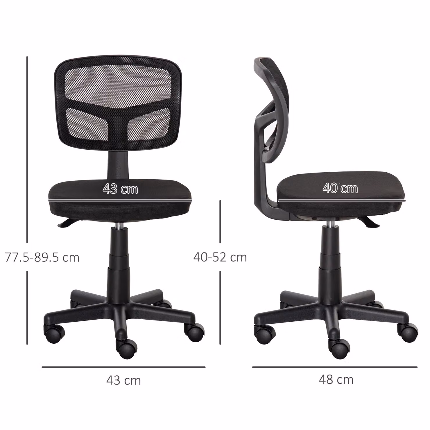 VINSETTO Ergonomic Swivel Mesh Office Chair in Black – 3
