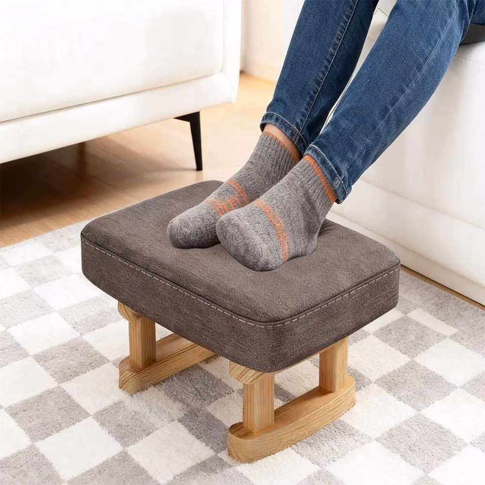 EONLION Wooden Small Footstool Pouffe in Grey, W/D/H: 100 x 18 x 100 cm – 3