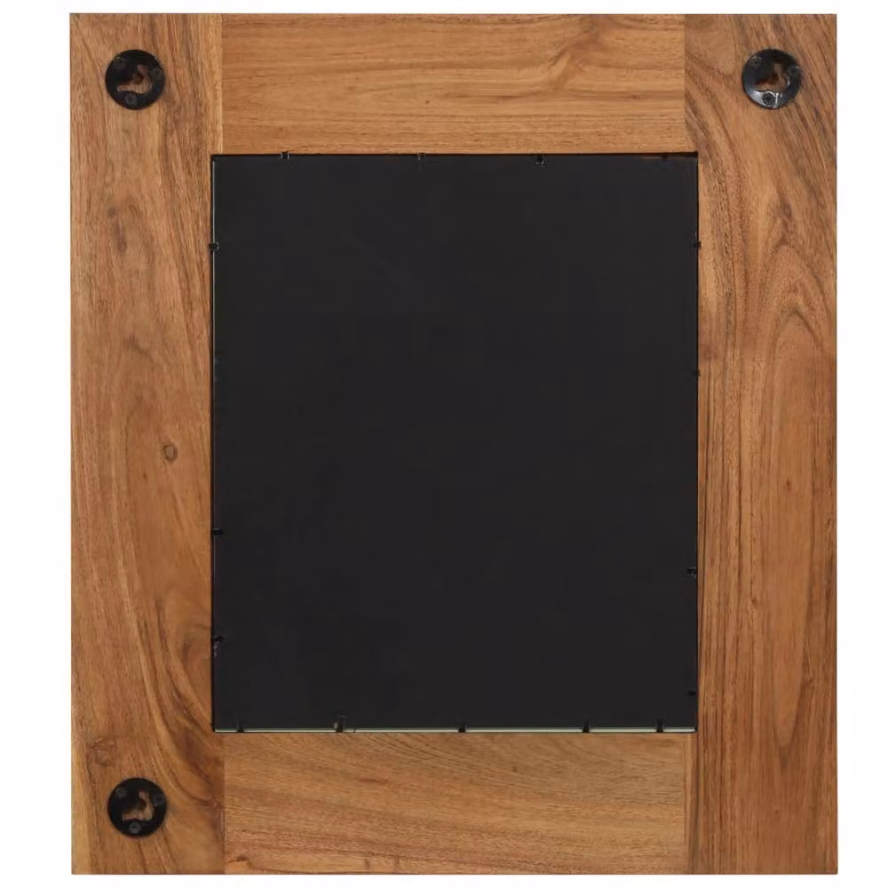Berkfield Home Square Solid Acacia Wood Mirror in Brown, W/D/H: 50 x 50 x 1 cm – 3