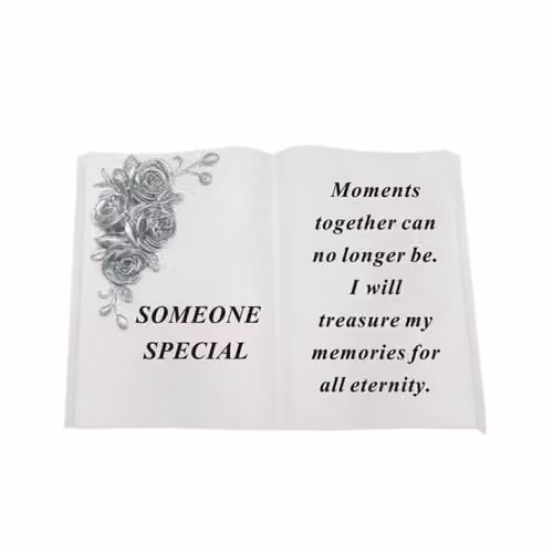 David Fischhoff Graveside Memorial White Book with 3D Silver Roses in Resin