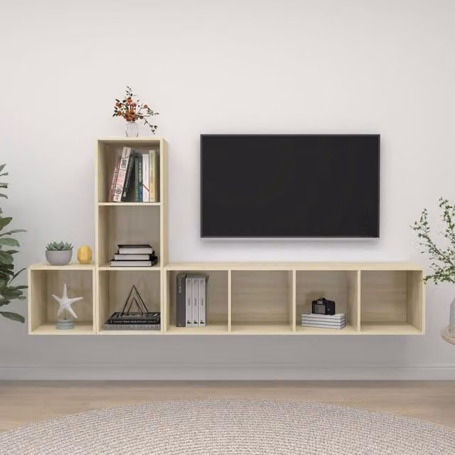 Berkfield Home 3 Piece Sonoma Oak TV Cabinet Set in Brown