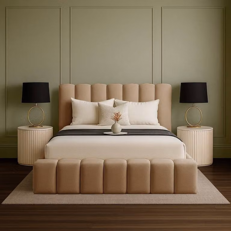 Desire Deco Daisy Ottoman Storage Bed Frame in Beige Plush Velvet with Lift-Up Base, Super King, W/D/H: 200 x 200 x 36 cm (Height: 36 cm, Length: 205 cm)