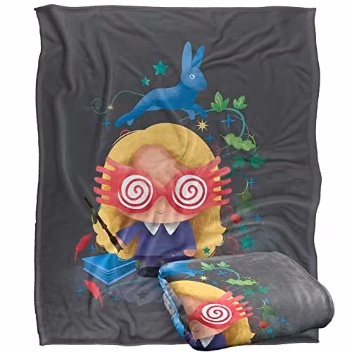 Warner Brothers Harry Potter Luna Lovegood Chibi Fleece Blanket, White and Multicolour, W/D/H: 152 x 127 cm – 1