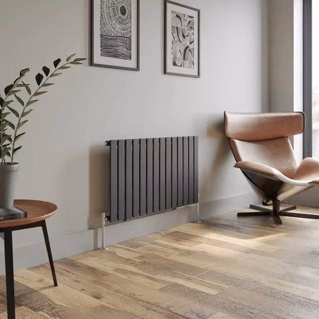 Temprazo Horizontal Single Flat Panel Designer Radiator in Anthracite Grey, W: 760 mm, H: 600 mm