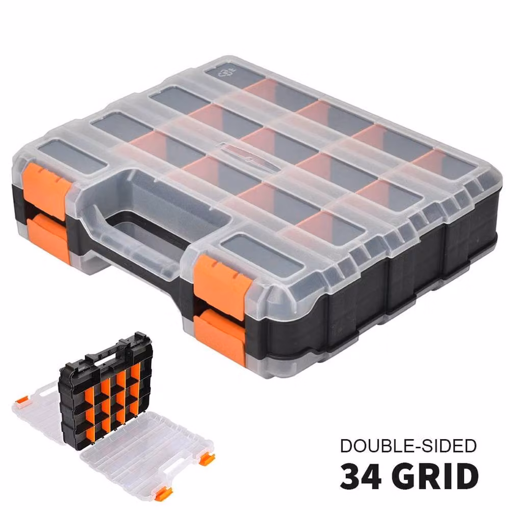 KORVIXA 34 Compartment Parts Storage Organiser Box in Black, W: 90 cm, D: 9 cm – 2
