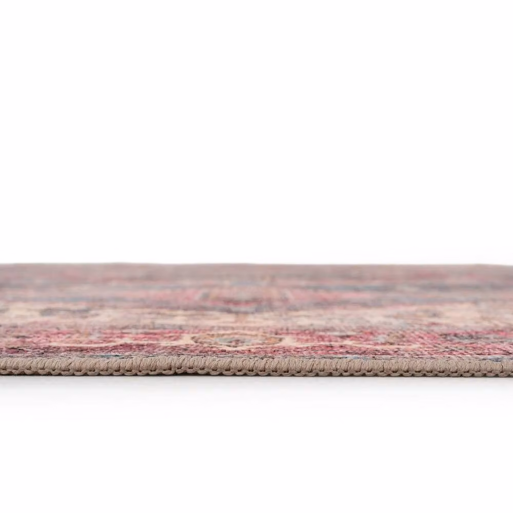 Kukoon Pink and Dark Indigo Distressed Soft Pile Area Rug, W: 200 cm, D: 290 cm – 4