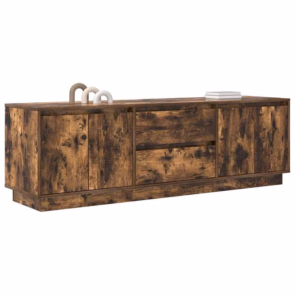 Berkfield Home TV Cabinet with LED Lights in Smoked Oak Brown, W: 160.5 cm, D: 41 cm, H: 50 cm – 5