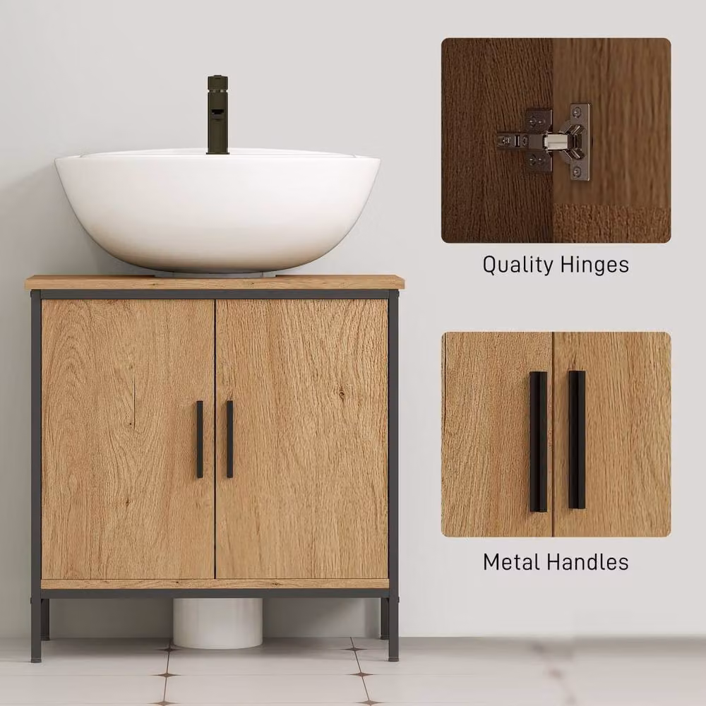 Wyld Haus Mosu Under Sink Bathroom Vanity Cabinet in Light Oak with Double Hinged Doors, W/D/H: 60 x 30 x 60 cm – 6