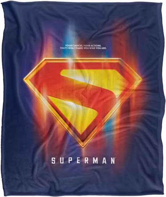 Warner Bros. Superman 2025 Glowing Shield Choices Super Soft Fleece Throw Blanket, Multicolour, W: 91 cm, D: 147 cm – 6