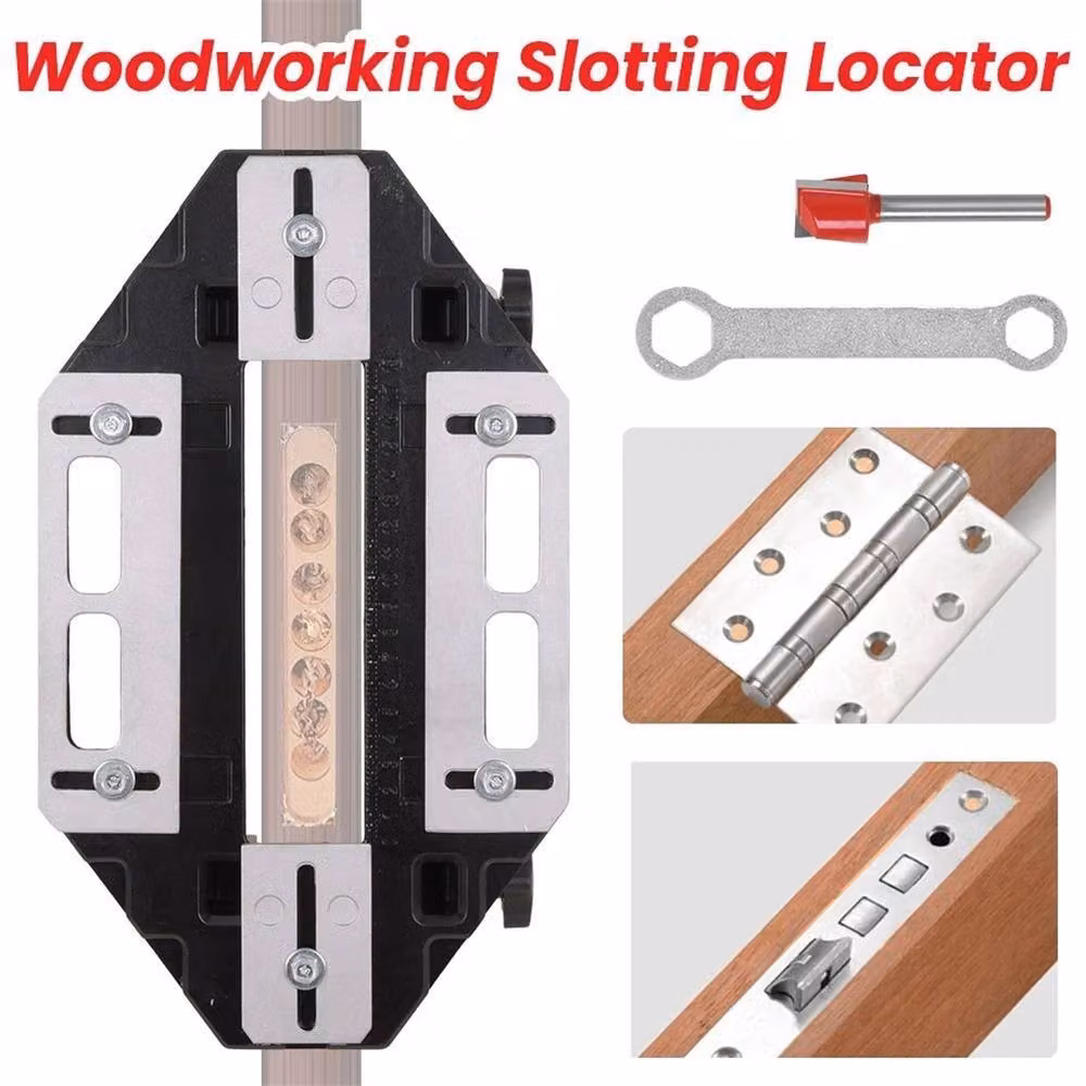 Nordara Black Aluminum Alloy Wood Door Hinge Jig Router Bit Slotting Guide – 4