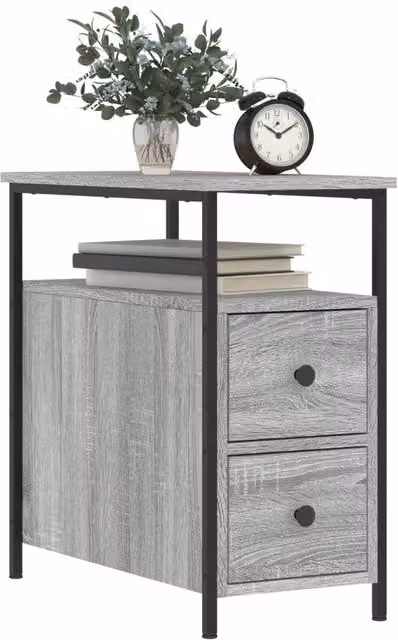 Berkfield Home Set of 2 Durable Bedside Cabinets in Grey Sonoma, W/D/H: 60 x 30 x 60 cm