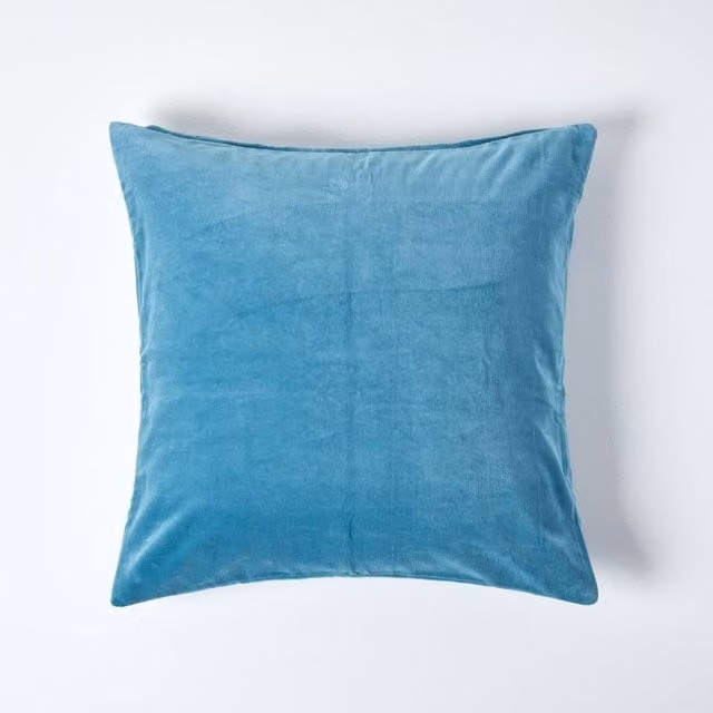 Homescapes Velvet Cushion Cover in Blue and Orange, W/D/H: 40 x 40 x 40 cm