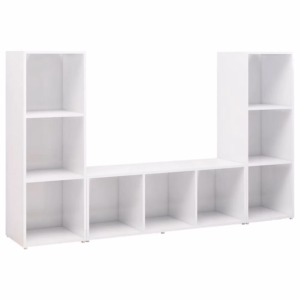 Berkfield Home 3-Piece White TV Cabinet Set in Matt Engineered Wood, W/D/H: 107 x 35 x 37 cm – 3